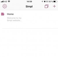 Main screen of Simpl website builder app